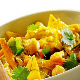 Curry de Poulet , Petits pois, Riz Basmati