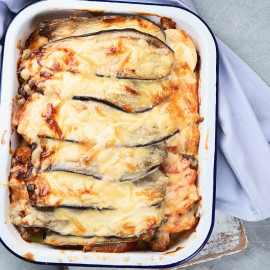 Moussaka Végétarienne aux Lentilles, riz