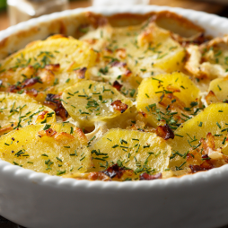 Gratin Pomme de Terre , Effiloché de Porc