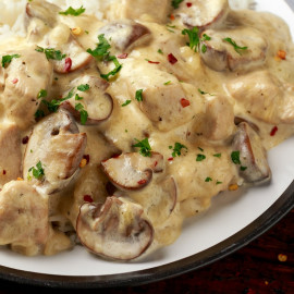 Poulet Crème Champignon, Parmesan, Pâtes