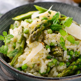Risotto aux Poireaux, Champignons et Asperges (Végé)
