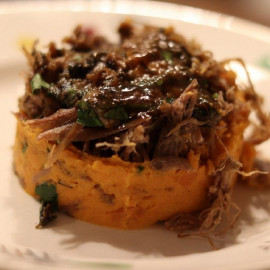 Effiloché de Porc , Purée Patate douce et Carotte