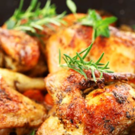 Cuisse de Poulet , Confit De Fenouil aux Agrumes, Riz Pilaf