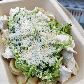 Poulet à la crème Estragon & Citron vert, Pâtes, Courgettes, Parmesan