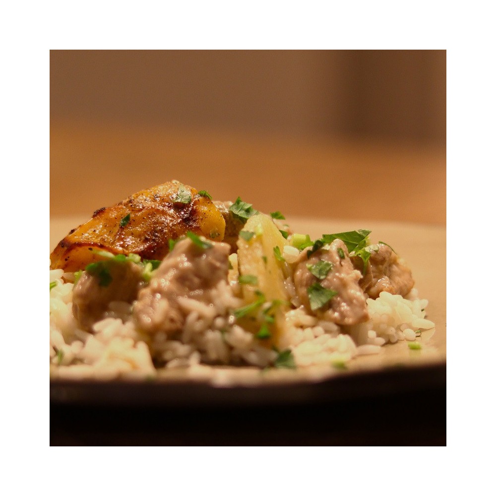 Mijoté de Porc au Sirop d Erable, creme de panais & Riz