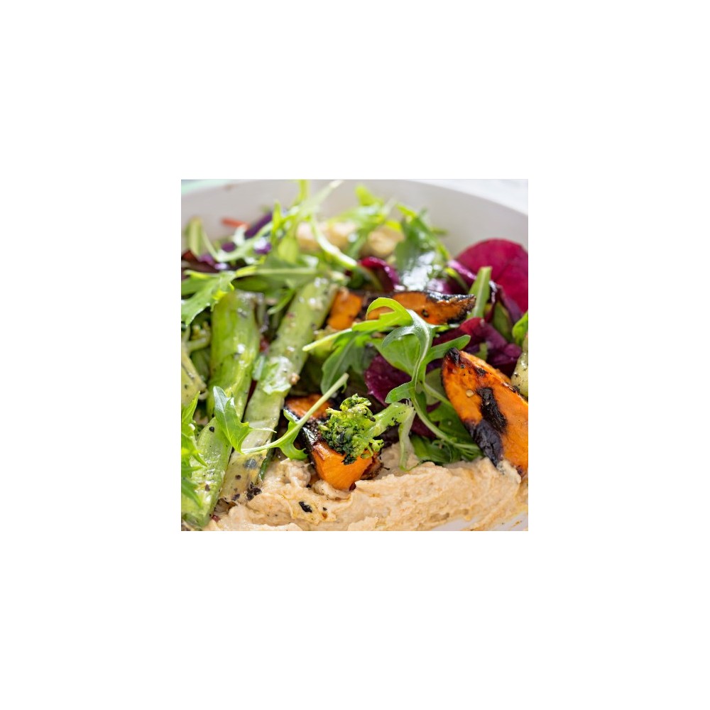 Salade de Poulet, Lentilles, Quinoa, Feta, Carottes &  Houmous