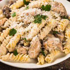 PATES AUX CHAMPIGNONS, PARMESAN (fusilli)