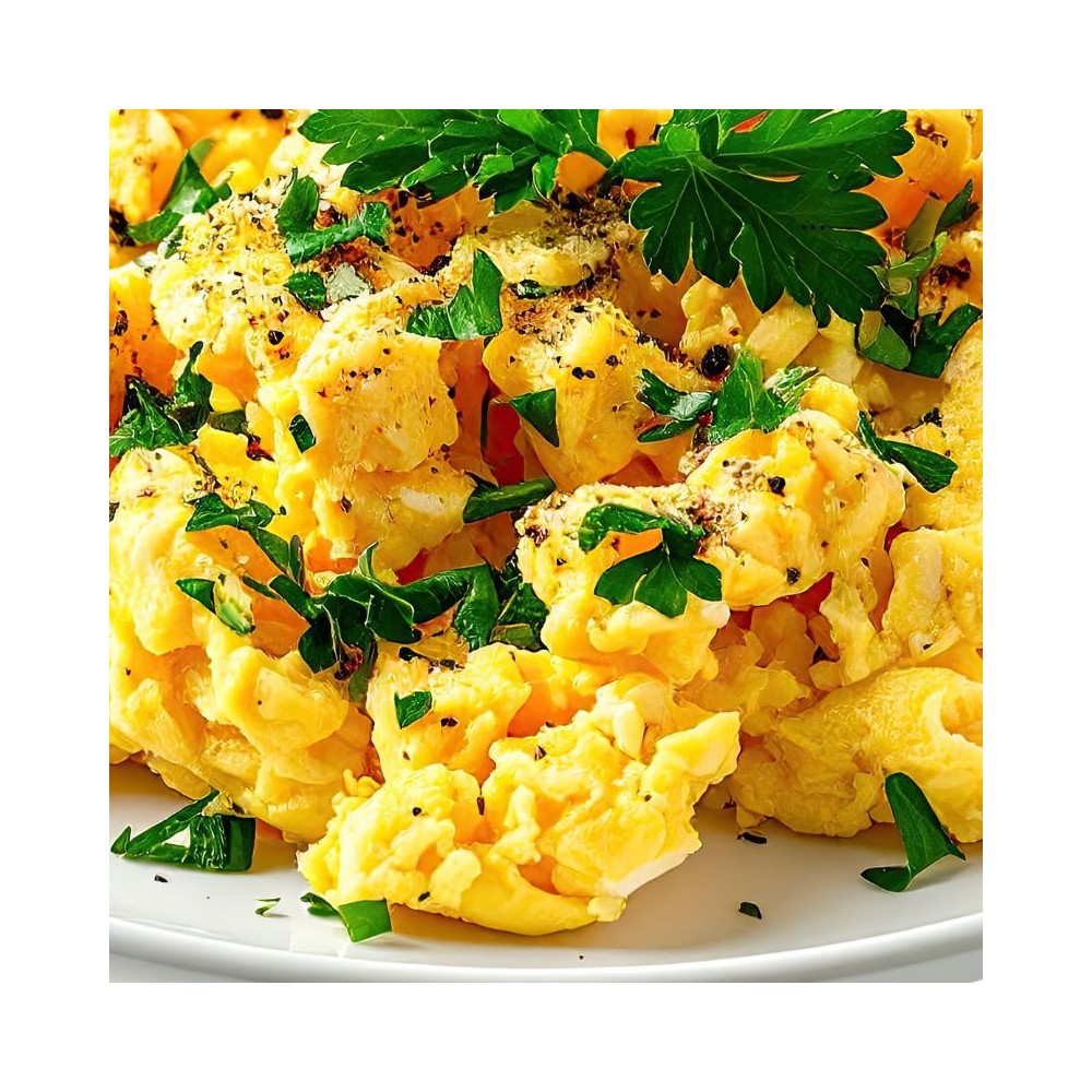 Oeuf Brouillé,   Légumes confits, lentilles, boulgour