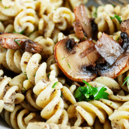 PATES AUX CHAMPIGNONS, CREME PARMESAN (fusilli) (végé)